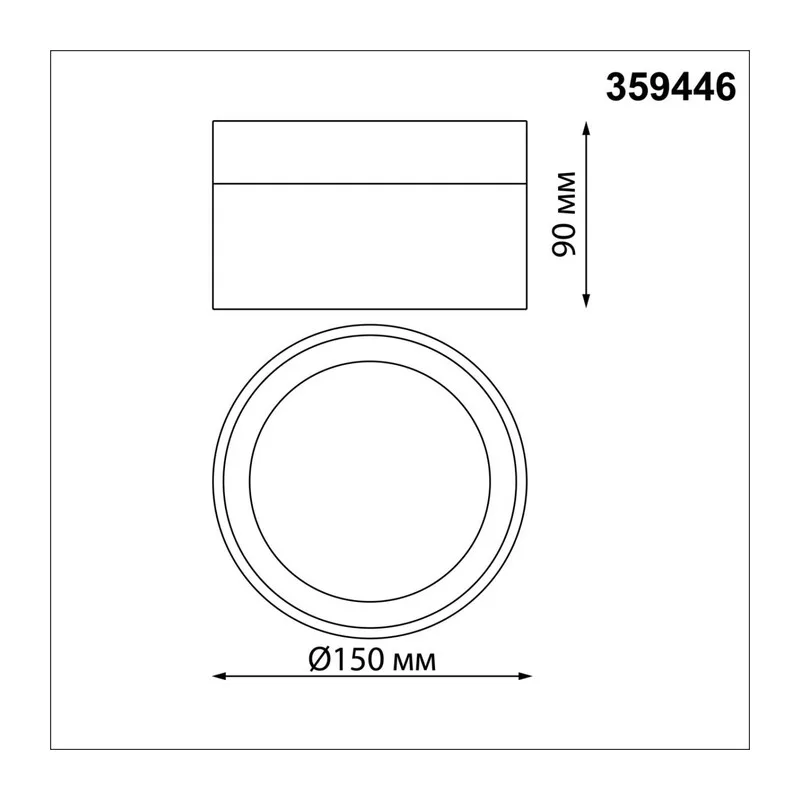 359446 OVER NT24 390 черный Светильник накладной светодиодный IP20 LED 18W 220-240V 4000K 1170Лм AURA 7