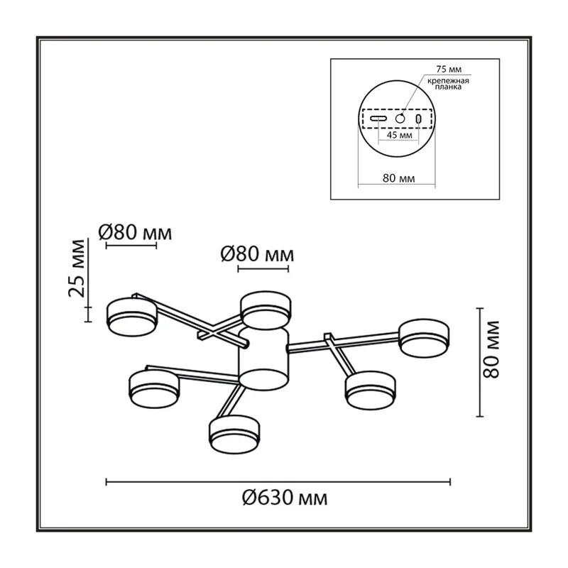 8186/6C COMFI LN26 247 черный, металл Люстра потолочная LED GX53 6*7W 220V DABRA 5