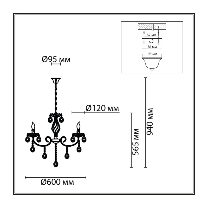 8190/5 CLASSI LN26 094 античная бронза, металл/хрусталь Люстра E14 5*40W 220V LINN 3