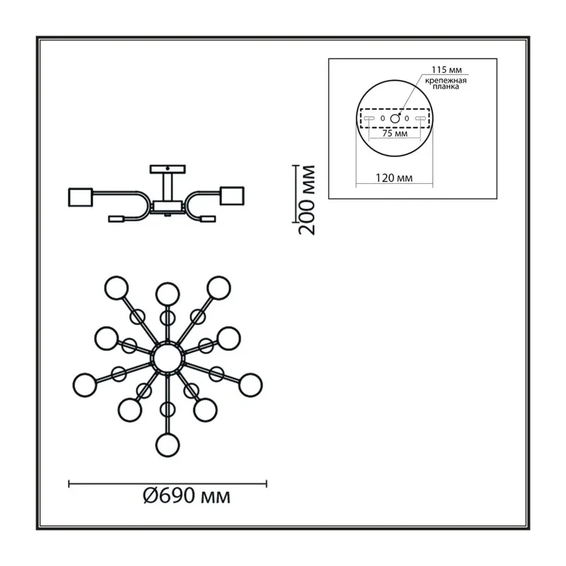 8196/10C COMFI LN26 336 белый, металл/дерево/пластик Потолочный светильник LED GX53 10*9W 220V RONDO 5