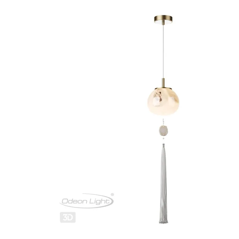 5432/1 MODERN ODL_EX25 089 золотой(под латунь)/стекло/кисточка/агат Подвес E14 1*40W FIOLENT 3