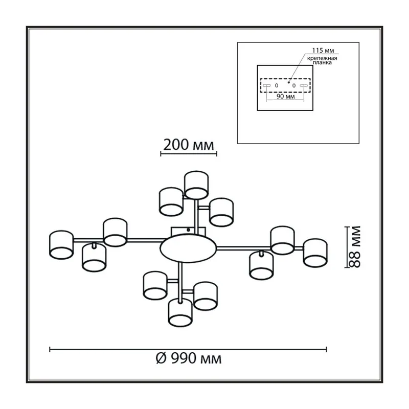 8235/12C COMFI LN26 242 белый, металл Люстра потолочная LED GX53 12*12W 220V GARETA 6