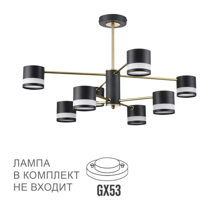 8240/8C COMFI LN26 239 черный/латунь, металл/акрил Люстра потолочная LED GX53 8*7W 220V LANIKA