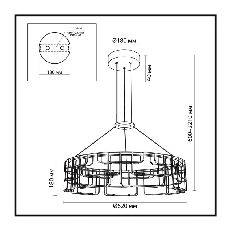 7060/44L HIGHTECH ODL26 287 Подвесной светильник нерж/сталь золото IP20 LED 44W 3960Лм 3000K 220V ZAHA 6