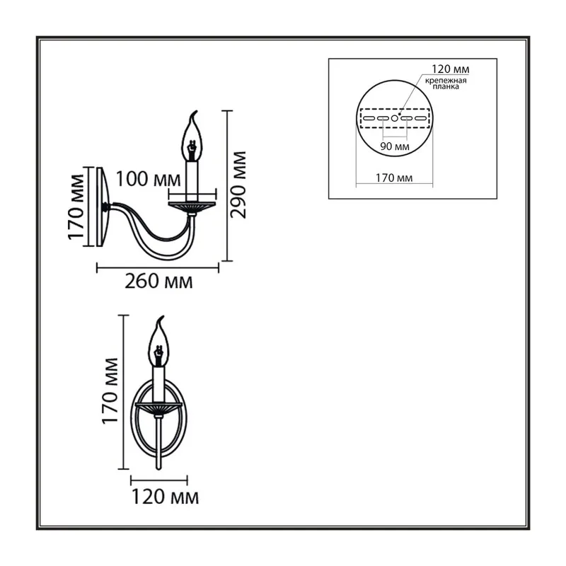 8034/1W CLASSI LN26 082 металл/стекло, хром/прозрачный Бра E14 1*40W 220V INCANTO 4