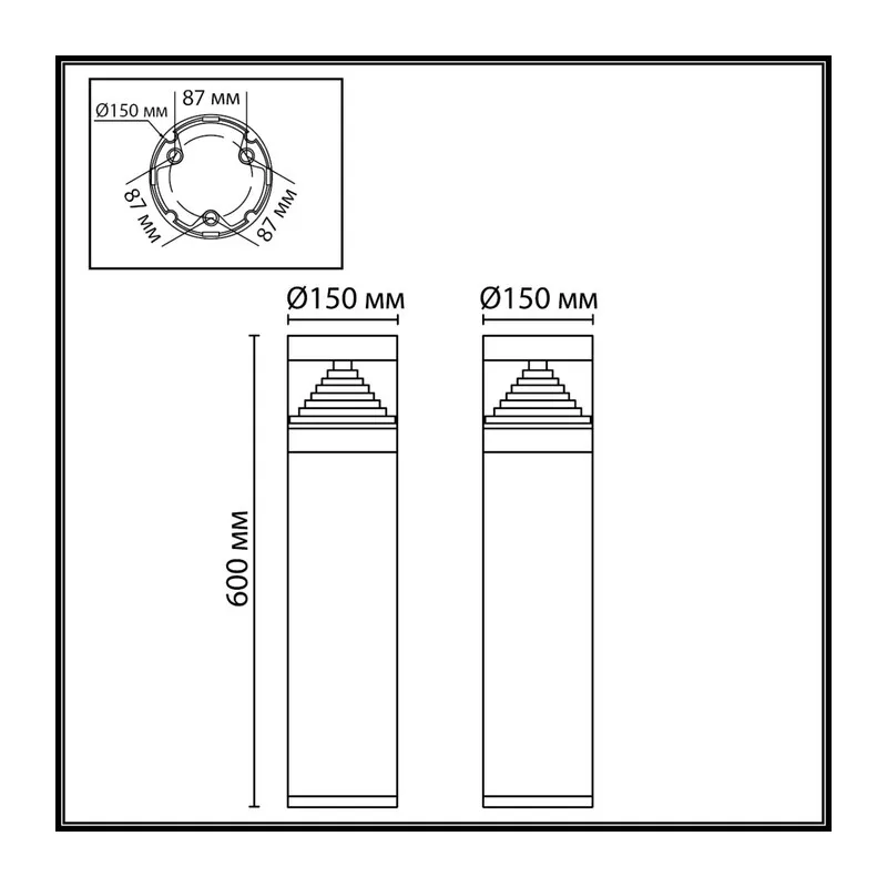 7140/20GL NATURE ODL25 669 Напольный светильник черный/металл IP65 LED 20W 672Лм 150° 3000K 85-265V HULK 4