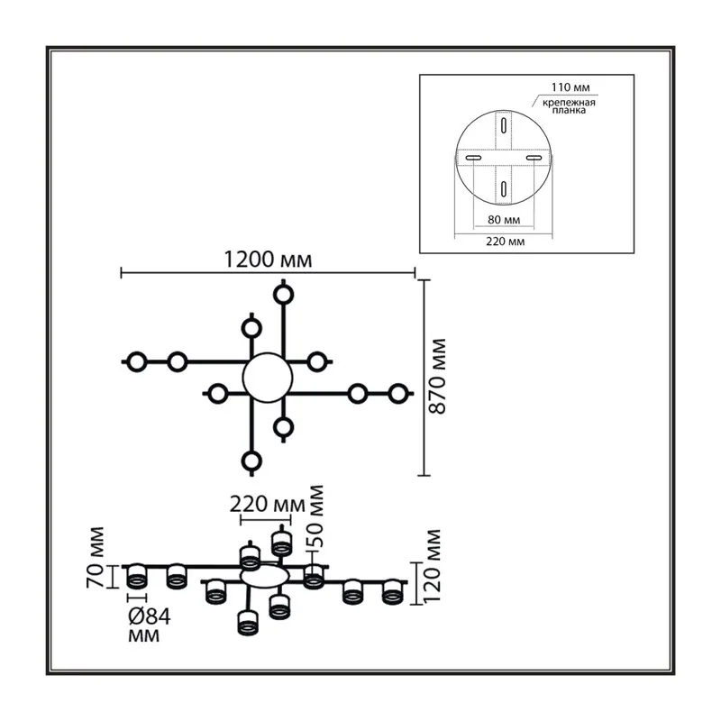 8304/10C COMFI LN26 238 золотой/черный, металл/акрил Светильник потолочный GX53 LED 10*7W 220V BENUA 6