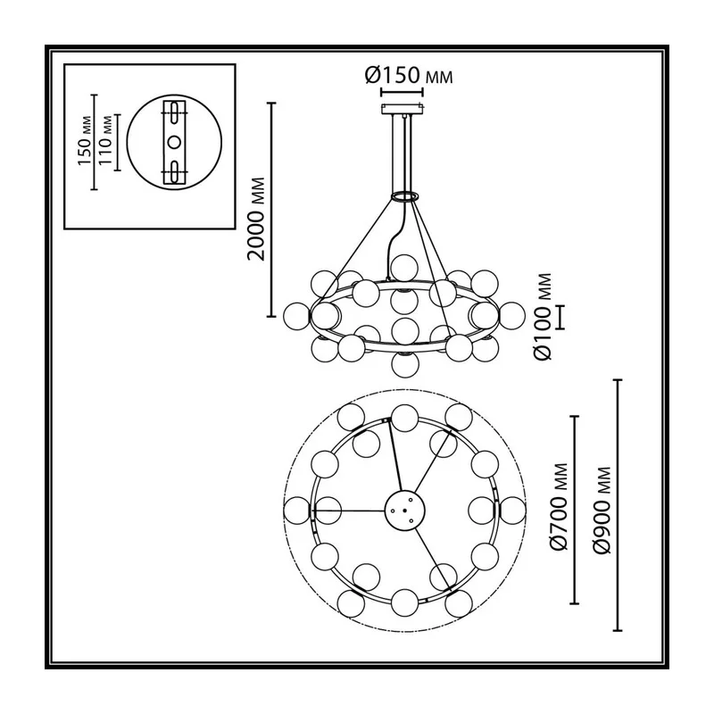 7109/24 MIDCENT ODL26 519 Подвесной светильник  белый/стекло/металл IP20 G9 24*5W  220-240V MAGIA 5