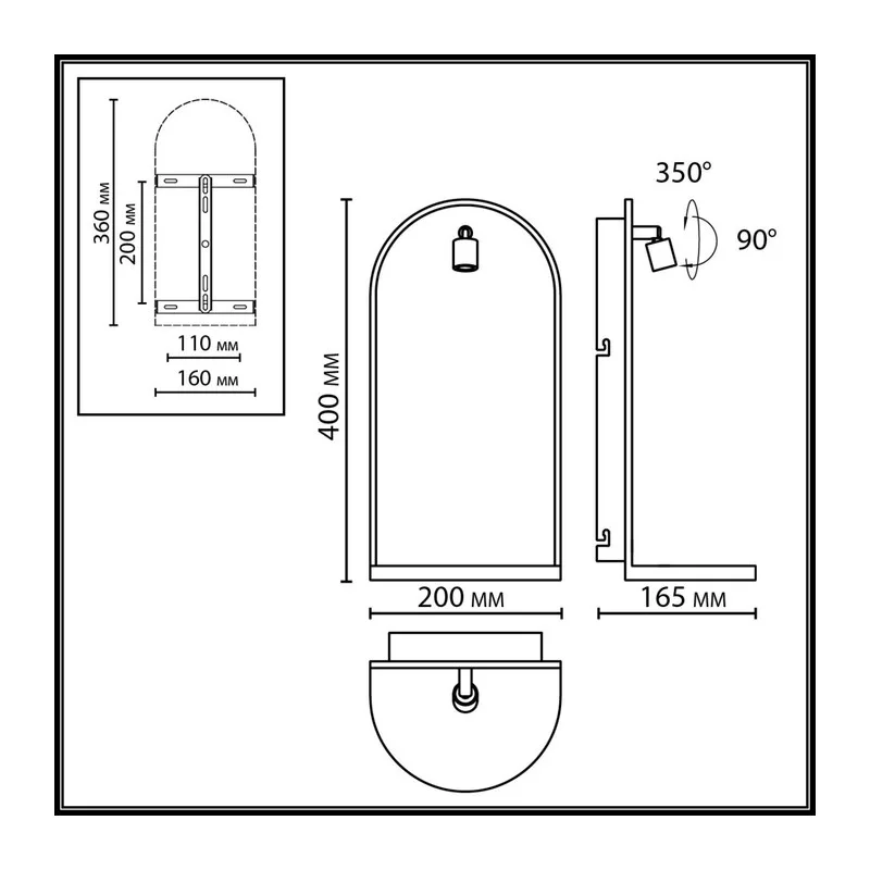 7176/3WL HIGHTECH ODL26 055 светильник темно-зеленый/черный/мрамор/металл IP20 LED 3W 250Лм 3000K 220-240V GIARDINO 4