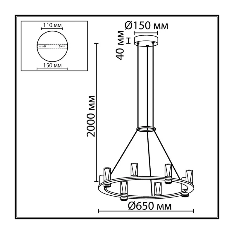 7143/55L HIGHTECH ODL26 513 Подвесной светильник темный никель/акрилл/металл IP20 LED 45W 4260Лм 3000K 180° 220V DEFANCE 3
