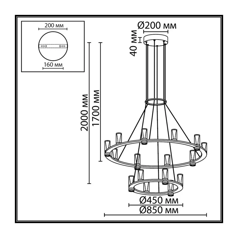 7144/110L HIGHTECH ODL26 515 Подвесной светильник античная бронза/акрилл/металл IP20 LED 93W 5960Лм 3000K 180° 220V DEFANCE 4