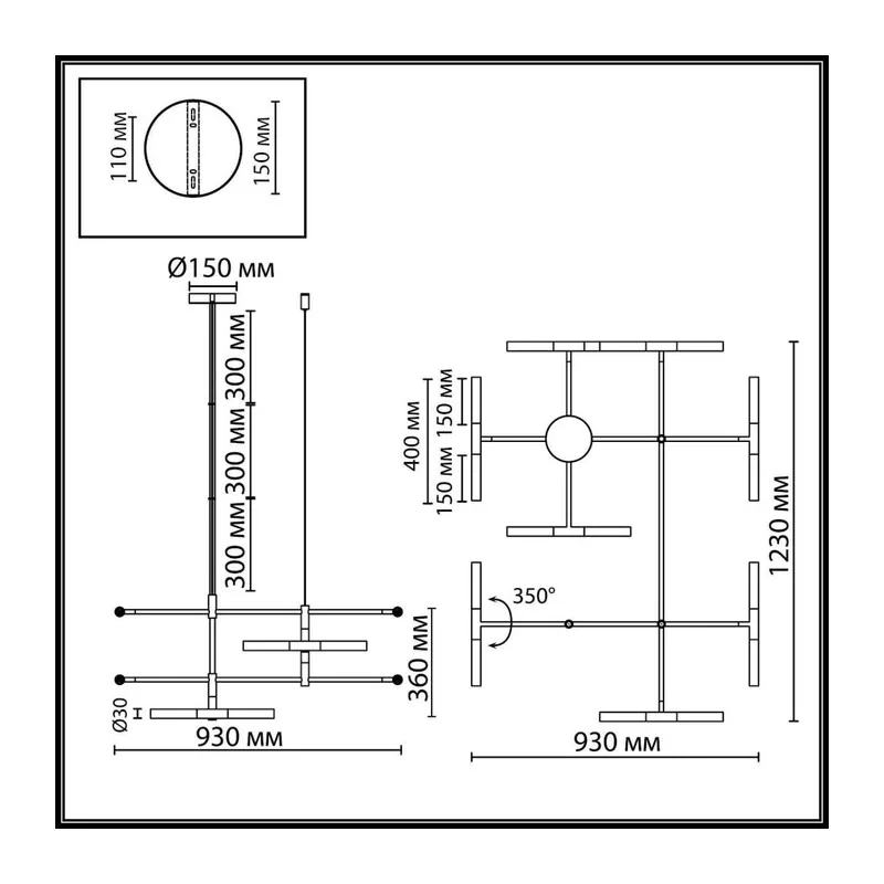4306/16 HIGHTECH ODL26 277 Потолочный светильник бронзовый/акрилл/металл IP20 G9 40W *16 180° 220V SOHO 4