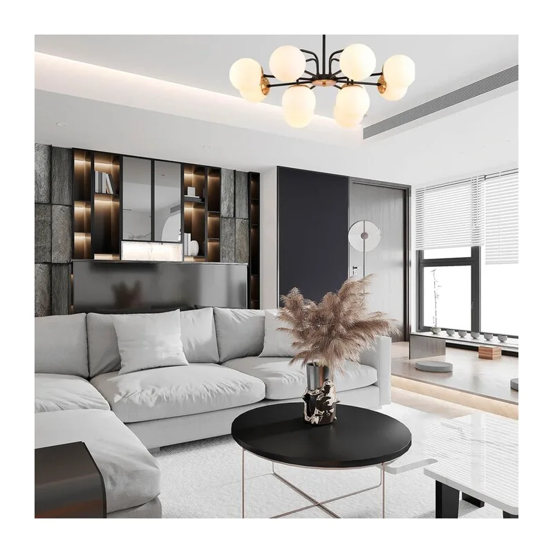 8375/12C MODERNI LN26 172 черный/латунь/белый, металл/стекло Люстра потолочная E27 12*60W 220V ELRONA 5