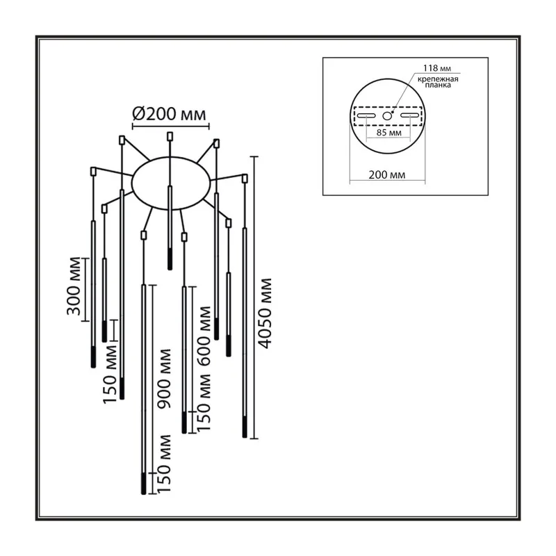8400/27L LEDIO LN26 000 черный/белый, металл/акрил Люстра LED 27W 3000K 220V STICK 3
