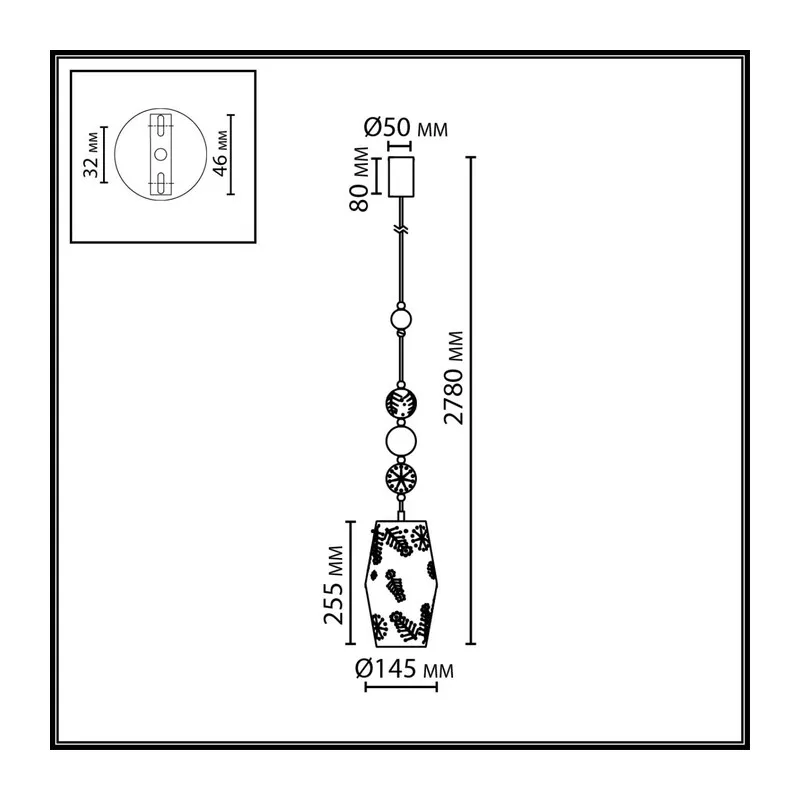 5444/1 PENDANT ODL_EX26 031 бежевый/античная бронза/металл/керамика Подвес E27 1*40W KARELIA 3