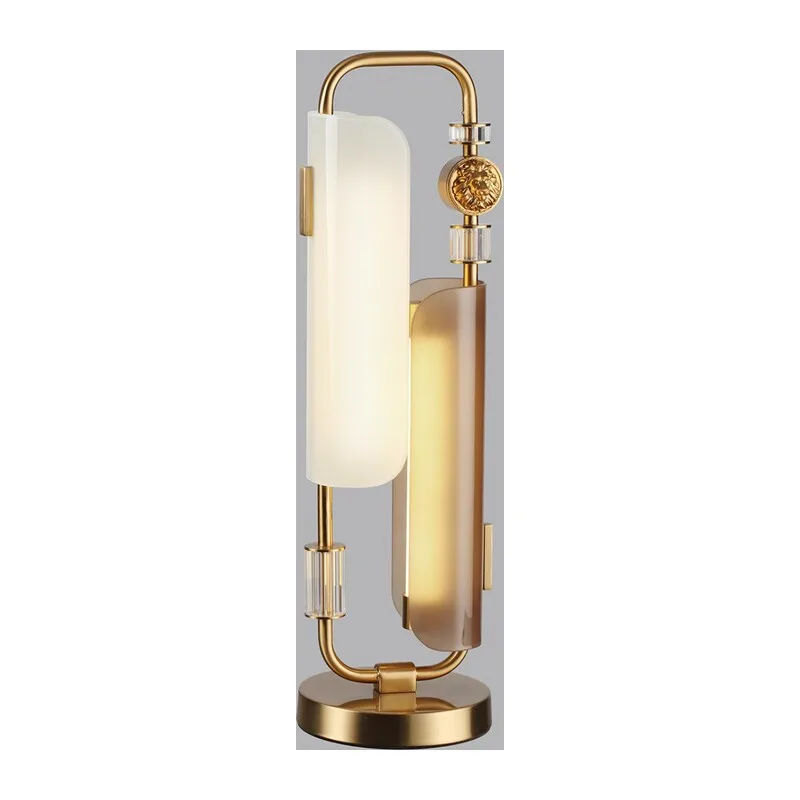 5467/10TL MODERN ODL_EX26 049 белый/коричневый/античная бронза/металл/стекло/декор металл Настольная лампа LED 10W (5W*2) 2700K LION 3