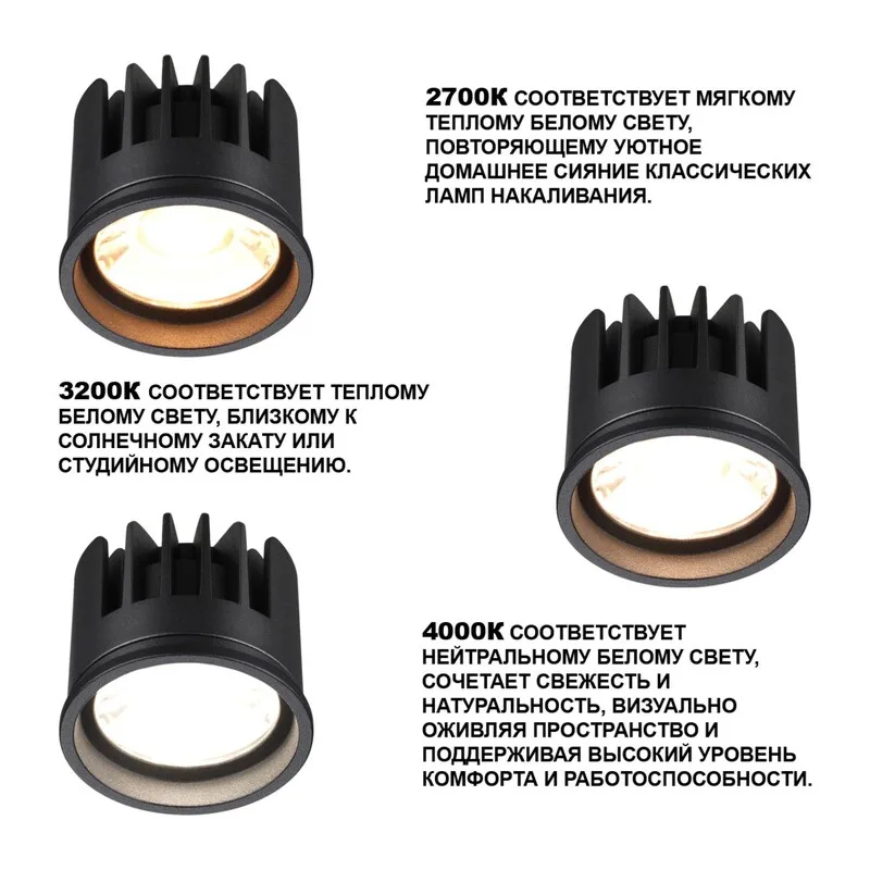 359819 DIOD NT25 492 черный Модуль светодиодный с переключ. цв. температуры и мощности IP20 LED 6/8/10W 180-265V 2700К\3200К\4000К MOD 2