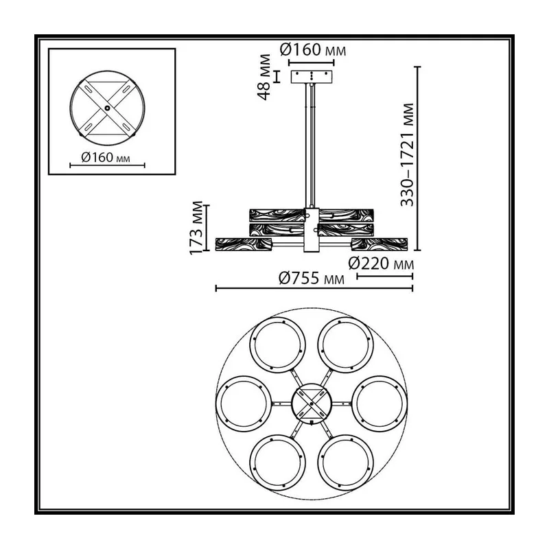 5450/99LA L-VISION ODL_EX26 019 зеленый/античная бронза/металл/керамика/акрил Люстра LED 99W 2000К/3000K/4000K RIVIERA 5
