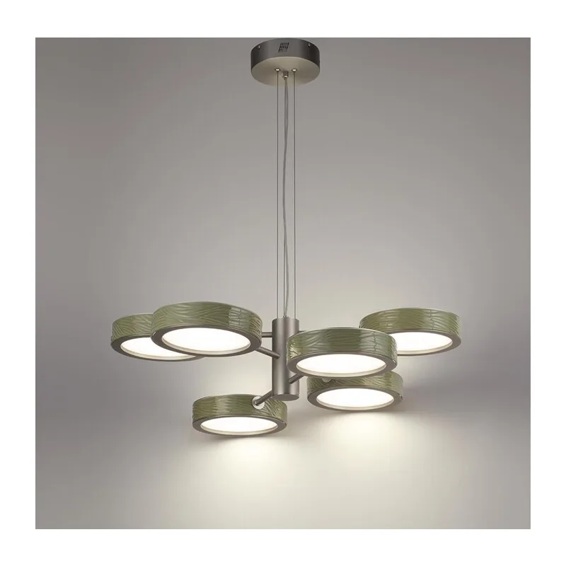 5451/99LA L-VISION  ODL_EX26 зеленый/никель/металл/керамика/акрил Люстра LED 99W  2000К/3000K/4000K. Rivera 4