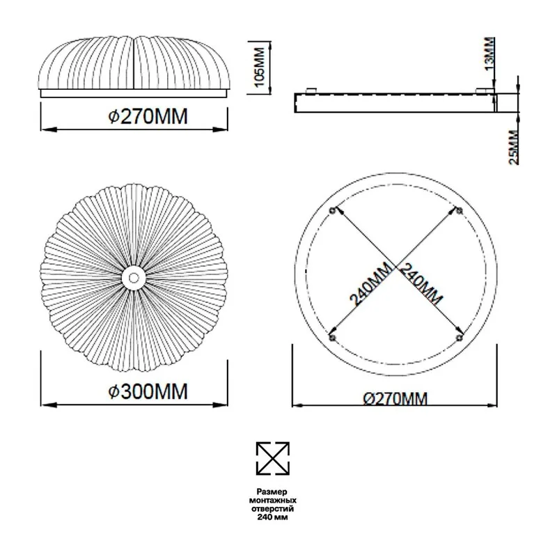 7719/36L PIKO LED SN 567 Светильник металл/стекло/прозрачный/золотой LED 36Вт 3000-6500K D300 IP20 пульт ДУ TESORO 7