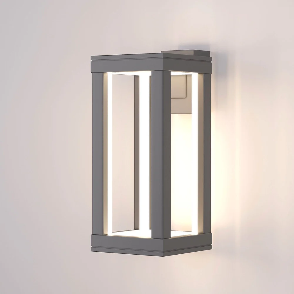 Уличный настенный светодиодный светильник Frame LED IP54 1527 TECHNO LED серый Elektrostandard