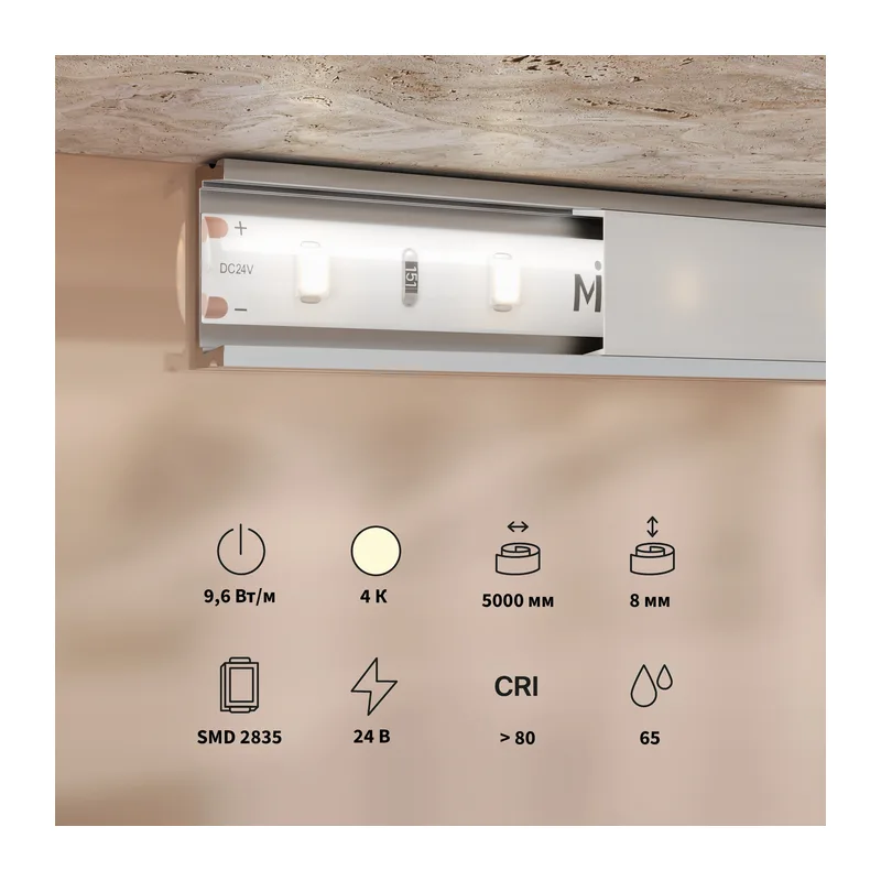 Светодиодная лента Базовая 24В 2835 9,6Вт/м 4000K 5м IP 65 201181 Maytoni 2
