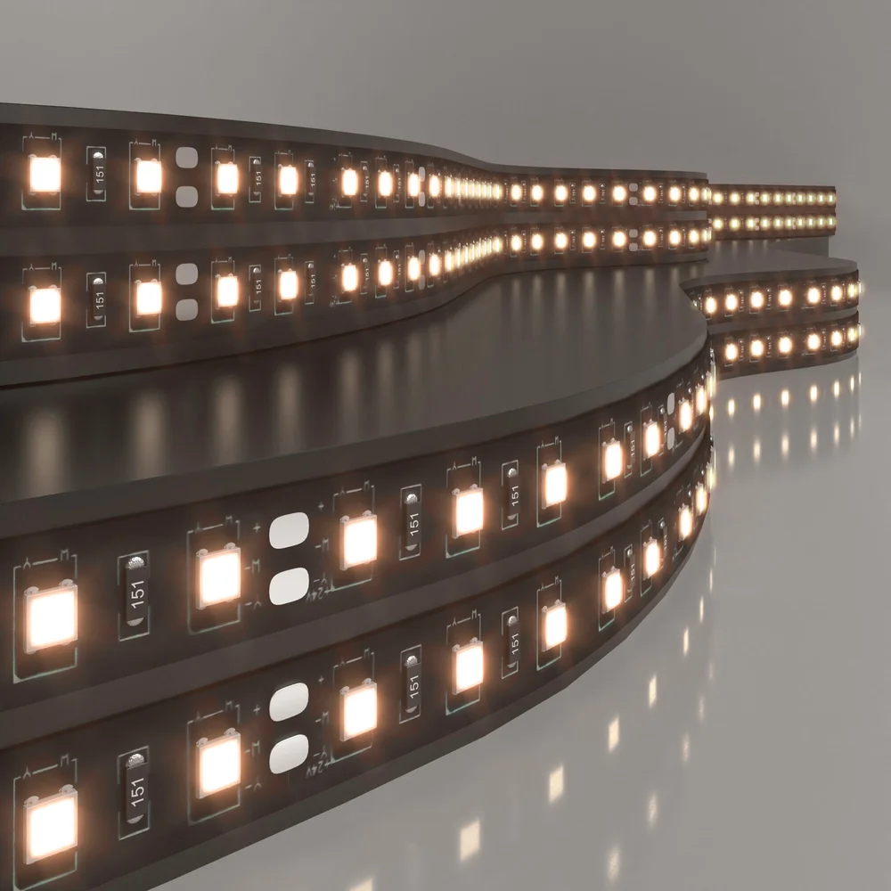 Светодиодная лента 120 Led 9,6 Вт IP20, 3300K тёплый белый, 5 м 2835 24V 120Led 9,6W IP20 Black Elektrostandard