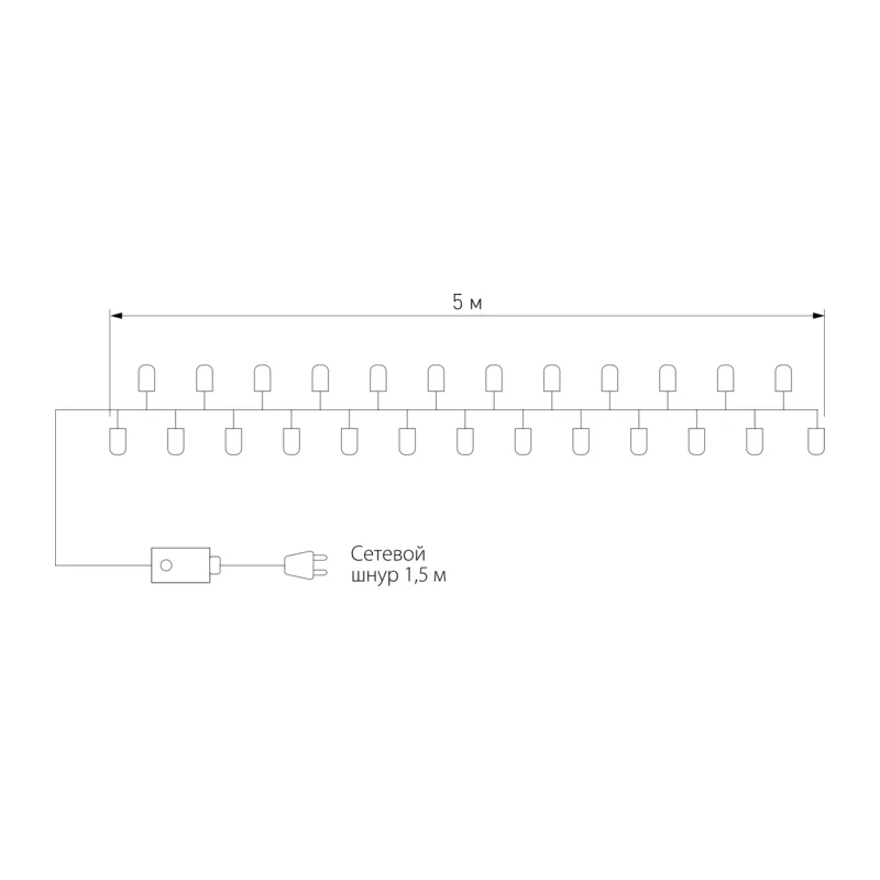 Новогодняя гирлянда нить мульти 5м IP20 400-001 мульти Eurosvet 8