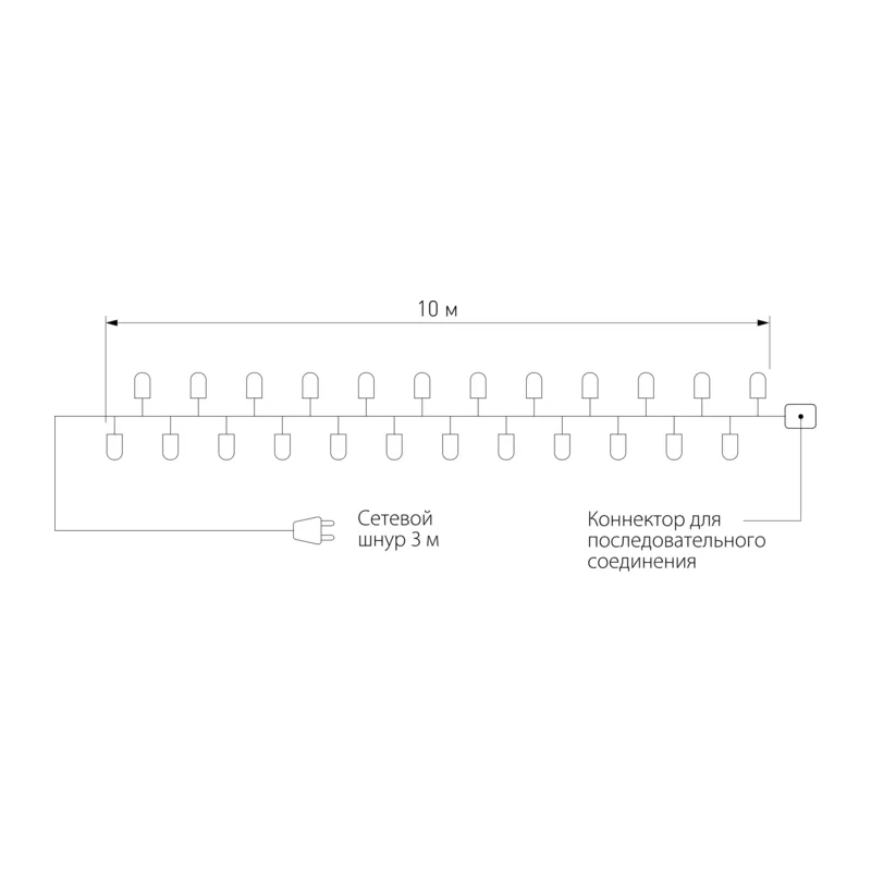 Новогодняя гирлянда нить мульти с эффектом мерцания 10м IP65 400-101 мульти с эффектом мерцания Eurosvet 8