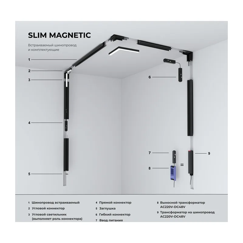 Slim Magnetic Соединительная планка узкая для шинопровода 85100/00 Elektrostandard 5