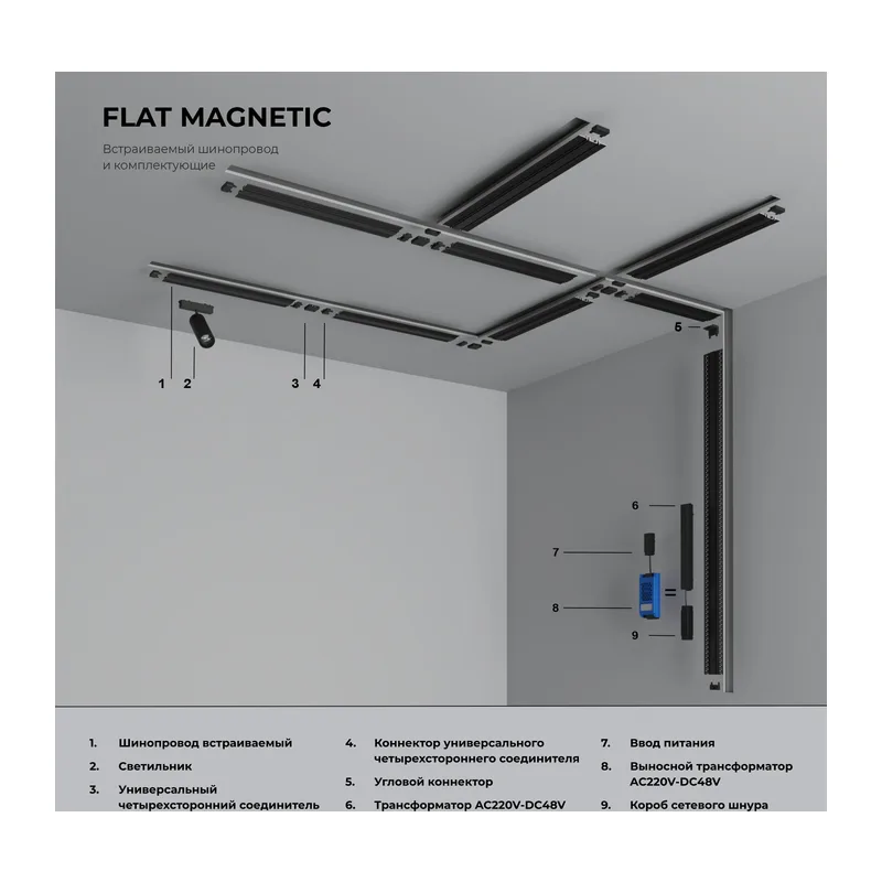 Шинопровод встраиваемый (2м) Flat Magnetic 85130/00 Elektrostandard 5