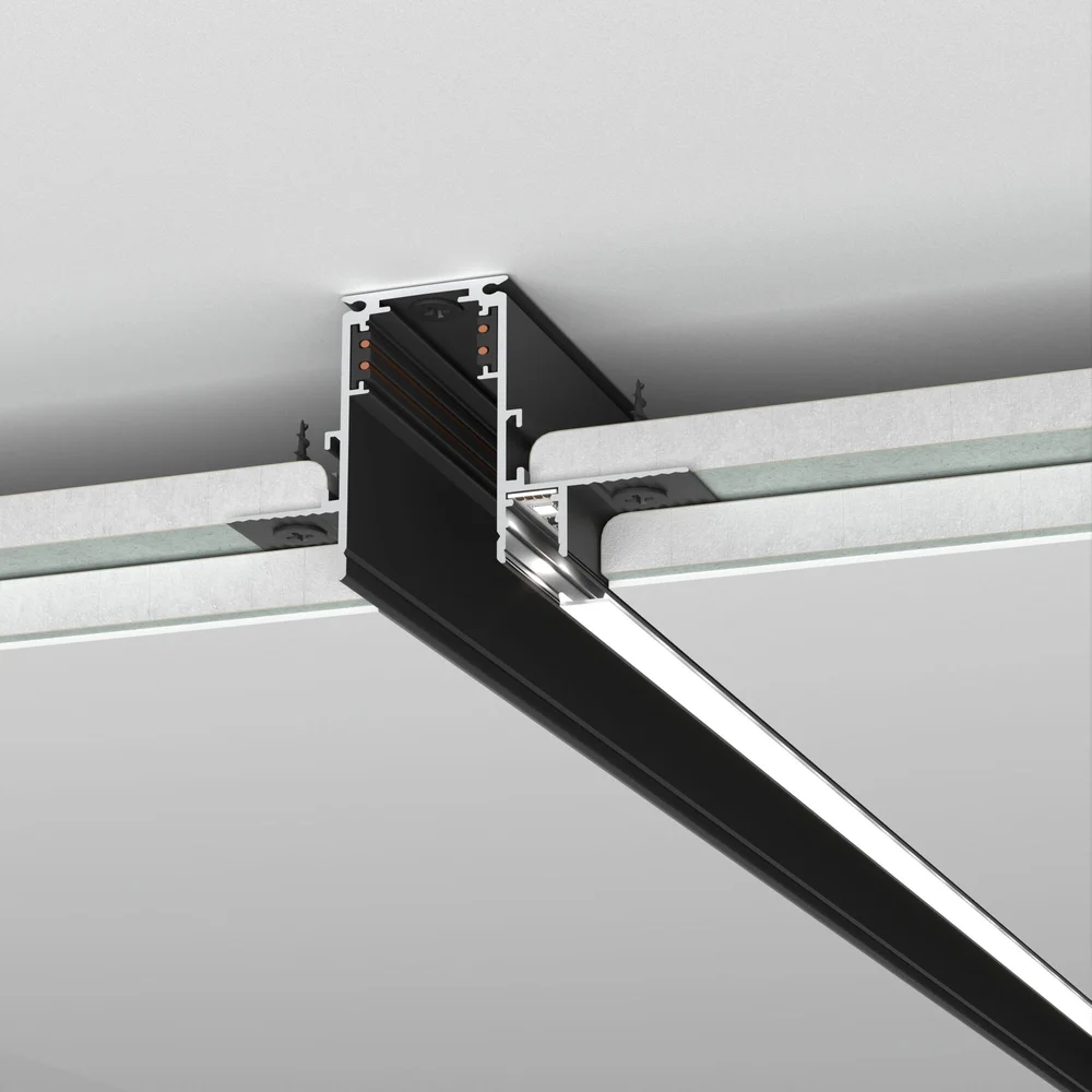 Slim Magnetic Шинопровод встраиваемый с местом под светодиодную ленту чёрный (2м) 85132/00 Elektrostandard