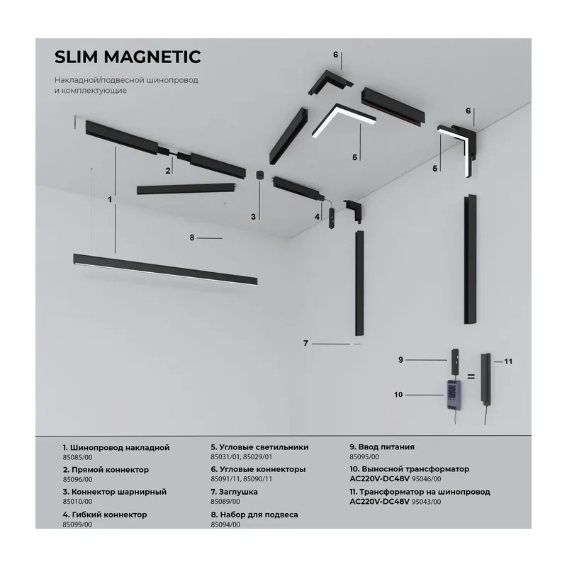 Slim Magnetic R06 Трековый светильник 10W 4200K Ringe черный/серебро 85506/01 Elektrostandard 5