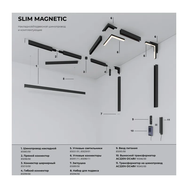 Slim Magnetic Трековый светильник со стеклянным плафоном 10W 4000K черный 85532/01 Elektrostandard 8
