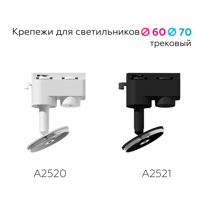 Крепеж трековый поворотный для корпуса светильника с диаметром отверстия D60mm A2521 SBK черный песок D60*H90mm Out85mm Ambrella Light 10