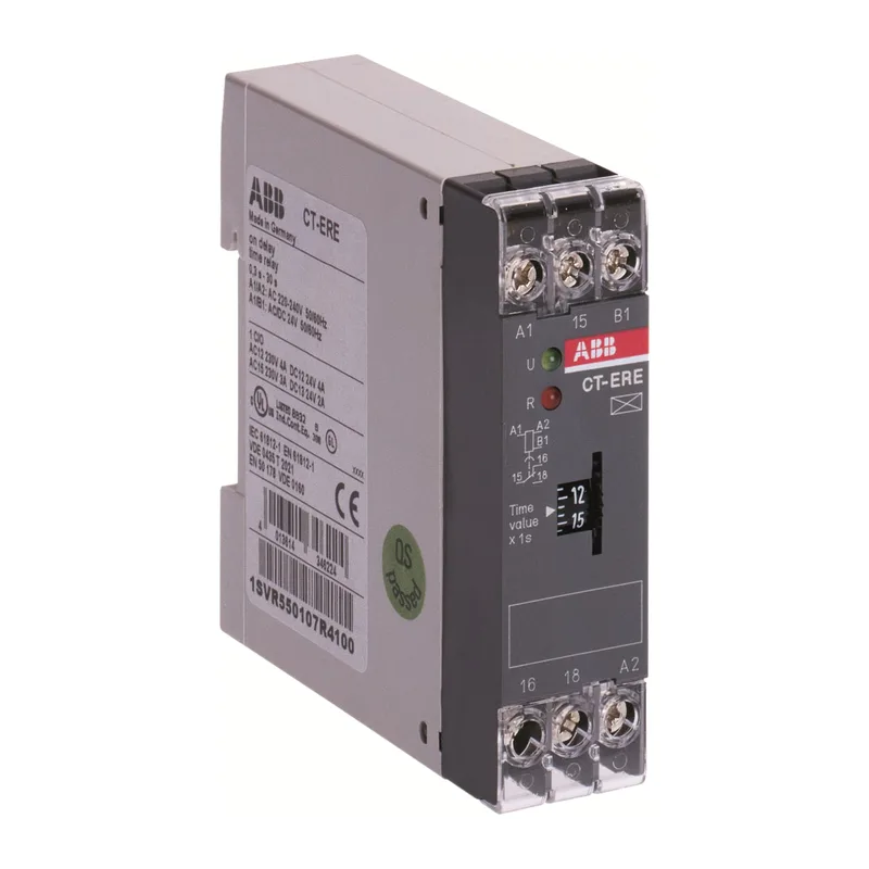 ABB CT-ERE 0.3-30 min Реле времени (задержка на включ.) 24В AC/DC, 220-240В AC (врем. диапазон 0,3..30 мин.)