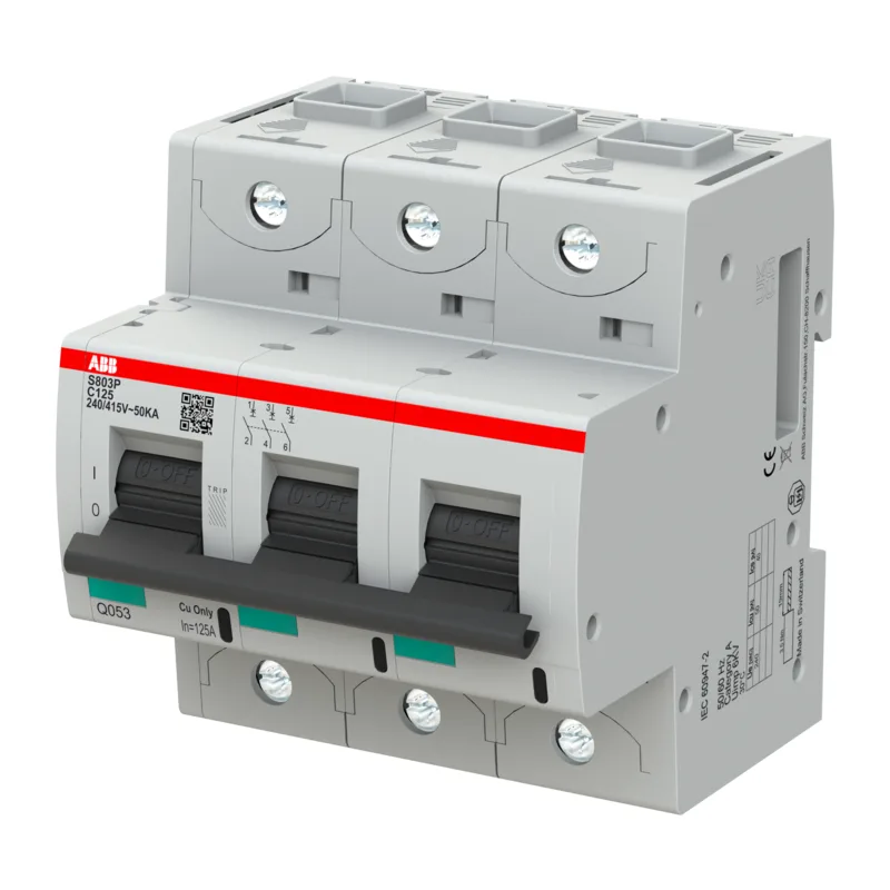 Автоматический выключатель ABB S803P C125 3-полюсный, 125A, 50kA 2CCG001234R0001 (замена для 2CCS883001R0844) 3