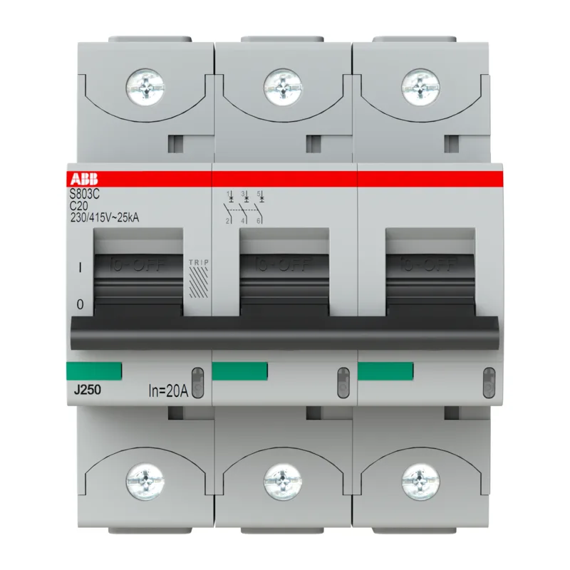 Автоматический выключатель ABB S803C C20 3P 20A (C) 25кА (4.5 мод.) 2CCS883001R0204 2