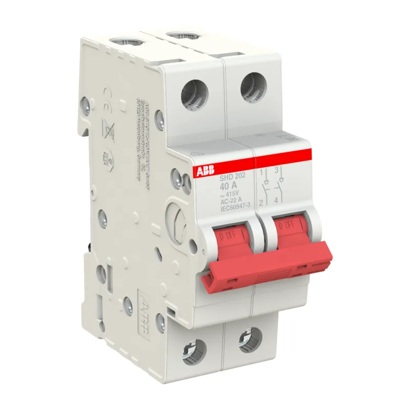 ABB SHD202 Рубильник 2P 40A рычаг красный 4