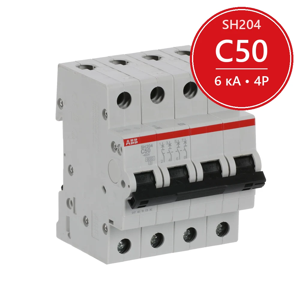 Автоматический выключатель ABB SH204 C50 50A (C) 6 kA 2CDS214001R0504