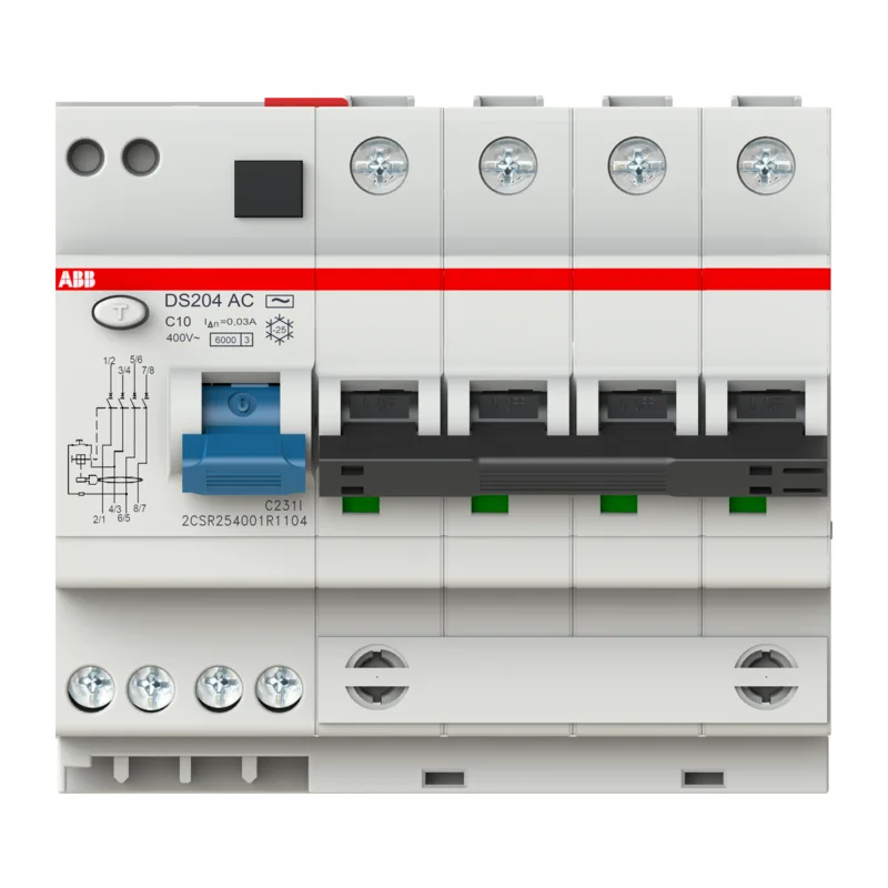 ABB DS204 C10 Диффавтомат 4P 10А 30mA 6kA (C) тип AC 2