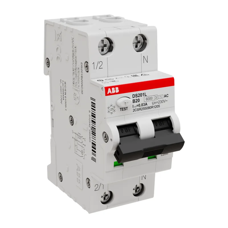 Дифавтомат ABB DS201 B6 AC30 (2П B 6A 30mA тип AC) 3