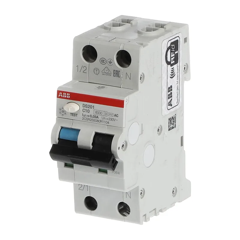 Дифавтомат ABB DS201 C10 AC30 (2П C 10A 30mA тип AC) 3
