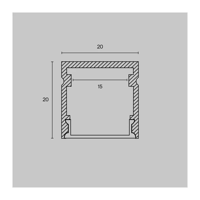 Алюминиевый профиль накладной 20x20 (Серебро, 2 м), ALM-2020-S-2M Maytoni 2