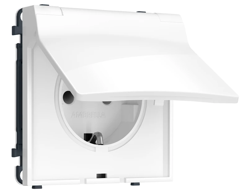 Комплект механизма электрической розетки SIGMA Белый глянец 50Hz 2P+E с/з с/ш и крышкой IP44 16A-250V QUANT PRO (SP1080, PR141)
