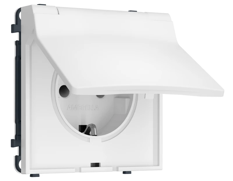 Комплект механизма электрической розетки SIGMA Белый матовый 50Hz 2P+E с/з с/ш и крышкой IP44 16A-250V QUANT PRO (SP1280, PR141)