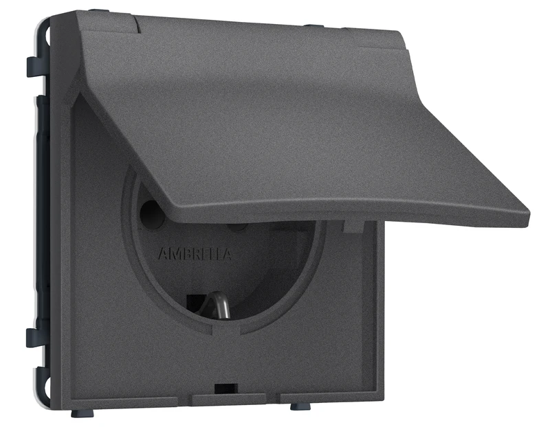 Комплект механизма электрической розетки SIGMA Антрацит серый 50Hz 2P+E с/з с/ш и крышкой IP44 16A-250V QUANT PRO (SP6580, PR141)