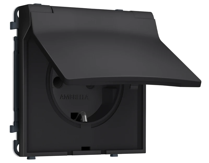 Комплект механизма электрической розетки SIGMA Черный матовый 50Hz 2P+E с/з с/ш и крышкой IP44 16A-250V QUANT PRO (SP8080, PR141)