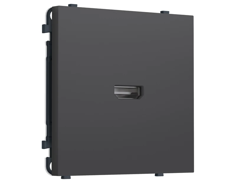 Комплект механизма розетки HDMI 2.1 SIGMA Графит Мягкое касание 30V/900MS 4K-120HZ 8K-60Hz QUANT PRO (SP9140, PR223)