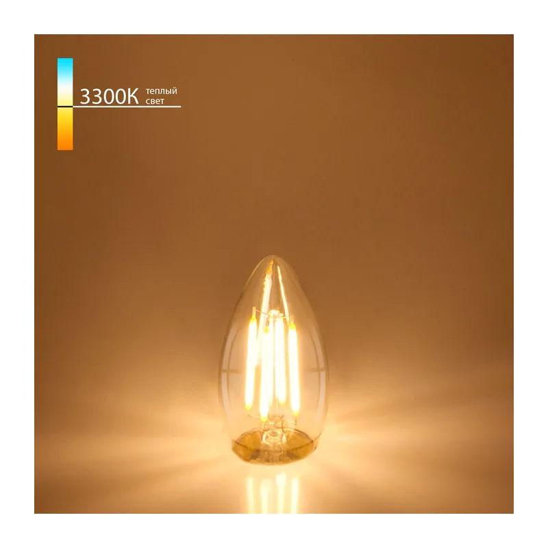 Филаментная светодиодная лампа "Свеча" C35 9W 3300K E27 (C35 прозрачный) BLE2733 Elektrostandard